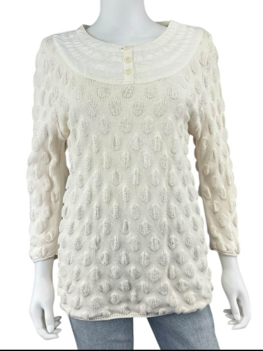 Blue Willi's Cream 100% Cotton Sweater Size M C0771
